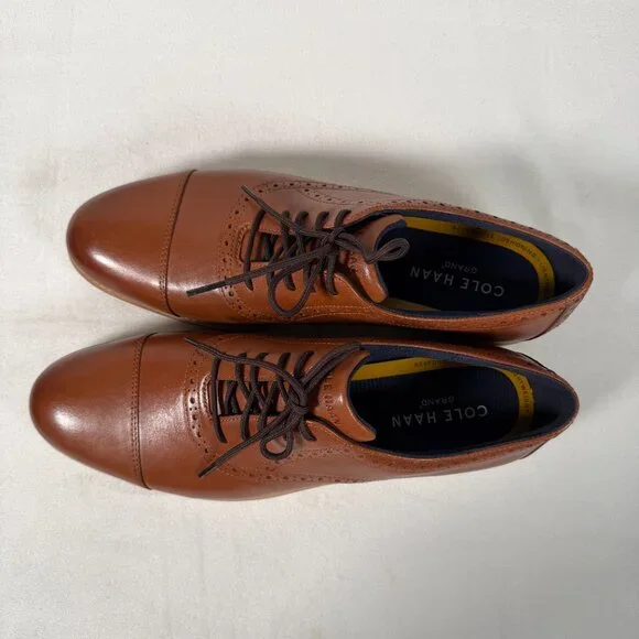 Cole Haan Flexgrand+ Cap Oxford Shoes Men Size 12 British Tan C40341 NWB - Picture 4 of 11